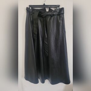 Long A Line Leather Skirt